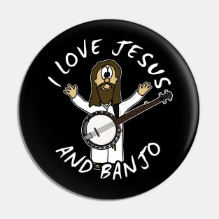 I Love Jesus And Banjo Christian Worship Funny Pin