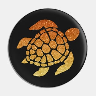 Orange Ombre Faux Glitter Turtle Pin