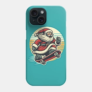 Shreddin' through the Snow: Vintage Santa's Skateboard Sleigh Ride Phone Case