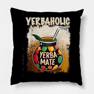 Yerbaholic | Yerba Mate Tea Lover Argentino Retro Bombilla Pillow