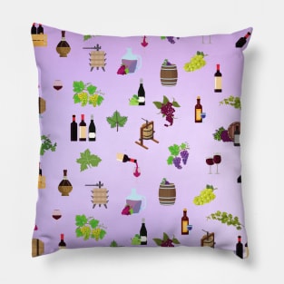 Colorful wine and grapes pattern Pillow