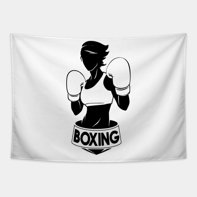 Boxing like a woman Tapestry by black and white prints