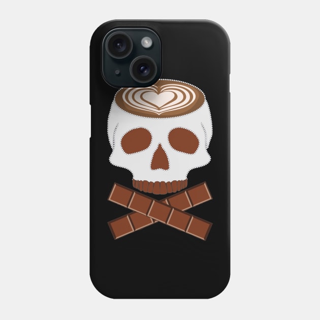 Coffee Skull with Latte Art and Chocolate Phone Case by Nuletto