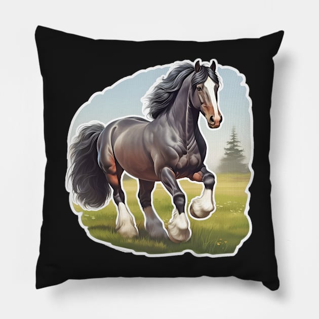 Clydesdale or Shire Horse Sticker Pillow by candiscamera