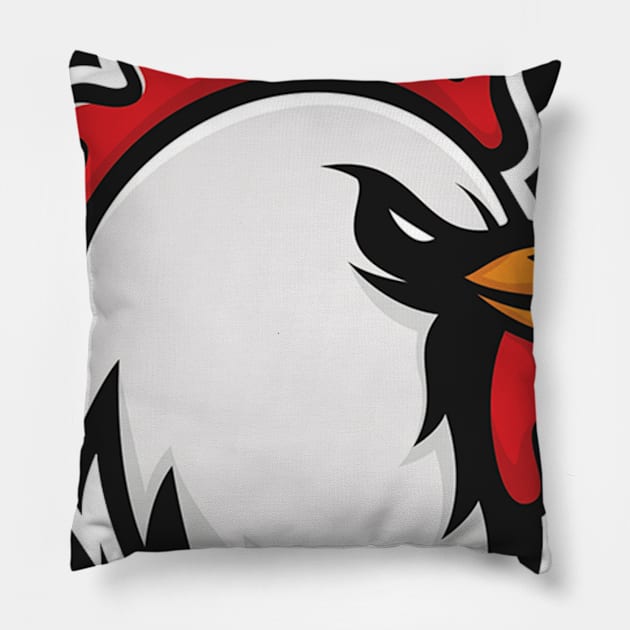 Chicken mascot illustration Pillow by manjavacloth