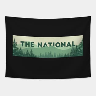 The National Band Logo Forest and Mountains Tapestry