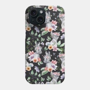 Pink Yellow Flower Rabbit Pattern Phone Case