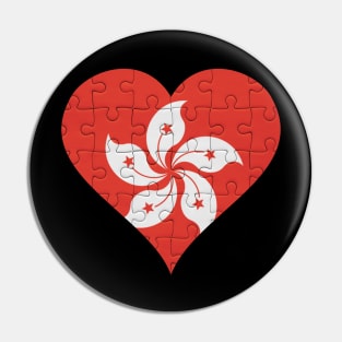 Hong Kongese Jigsaw Puzzle Heart Design - Gift for Hong Kongese With Hong Kong Roots Pin