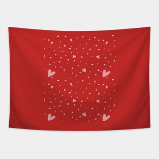 Cute Red and White Heart Polka Dot Pattern Tapestry