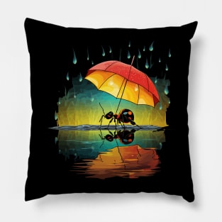 Ant Rainy Day With Umbrella Pillow