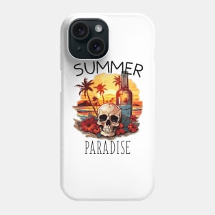 Skull and Empty Bottle - Summer Paradise (Black Lettering) Phone Case