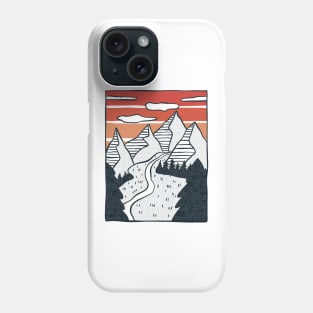 Golden Serenity: Hand-Drawn Valley Sunset Phone Case