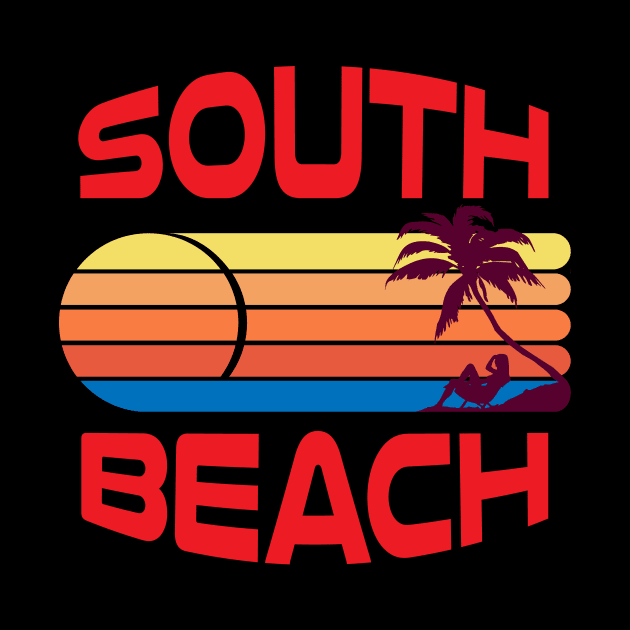 South Beach Miami Colorful Beach Side Sunset Graphic Design by Brobocop