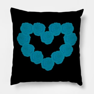 Teal roses heart Pillow