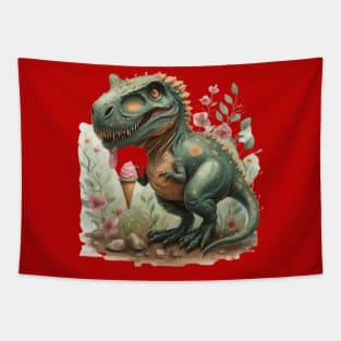 Dinosaur gift ideas, dinosaur eating ice cream gift ideas, dino tshirt gift ideas, dinosaur ice cream gift ideas, trex dinosaur gift ideas kids tees dinosaur tees, dino hoodies, dino tees gift Tapestry