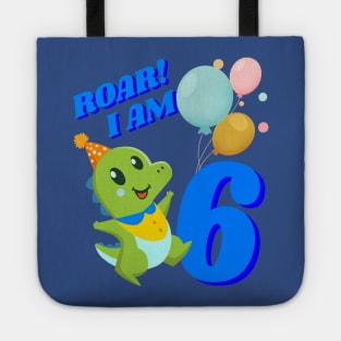 6th Birthday Child Kid Dino Dinosaur ROAR Tote