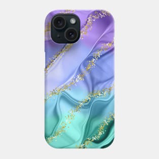 Purple Blue Teal Gold Fantasy Wave Pattern Phone Case