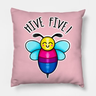 Kawaii Bee Hive Five Bisexual Pride Flag Pillow