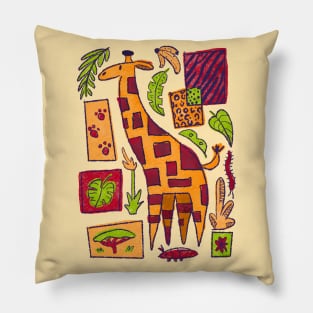 Retro 1950s Midcentury Giraffe Safari Pattern Pillow