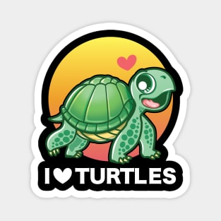 I Love Turtles Cute Tortoise Magnet