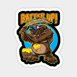 Batter Up Bear with spiked baseball bat Magnet