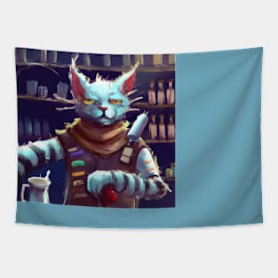 Steampunk Cat Guards Apothecary Tapestry