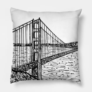 GOLDEN GATE BRIDGE ink painting .2 Pillow