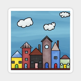 Whimsical City Street Magnet