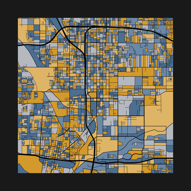 San Bernardino Map Pattern in Blue & Gold by PatternMaps