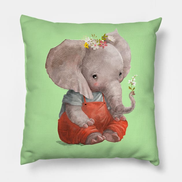 Elephant Love 2 Pillow by EveFarb