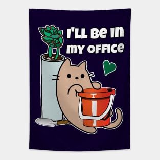 Plant Gardening Cat I will be in my office Tapestry