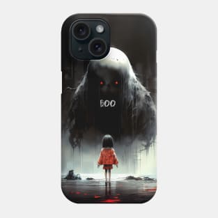 Halloween Boo: The Night the Giant Goblin with Red Eyes Said "Boo" on a Dark Background Phone Case