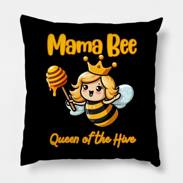 Mama Bee - Queen of the Hive Pillow by SergioCoelho_Arts