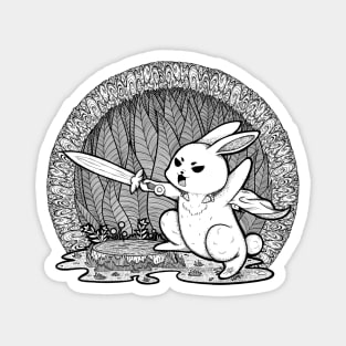 Bunny Warrior Illustration Magnet