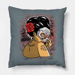 Skull Geisha Pillow