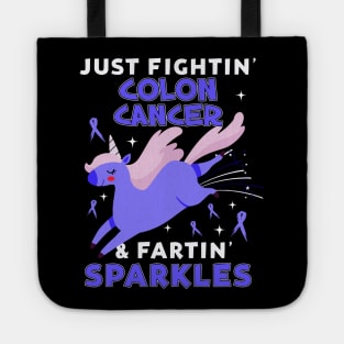 colon cancer funny unicorn farting sparkles Tote