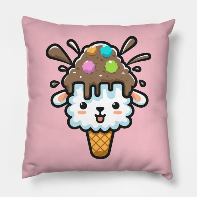 4 balls of llama ice cream Pillow by Coowo22