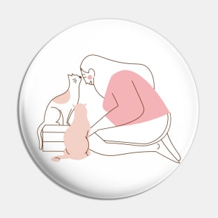 Cat mom playing with cats design Pin