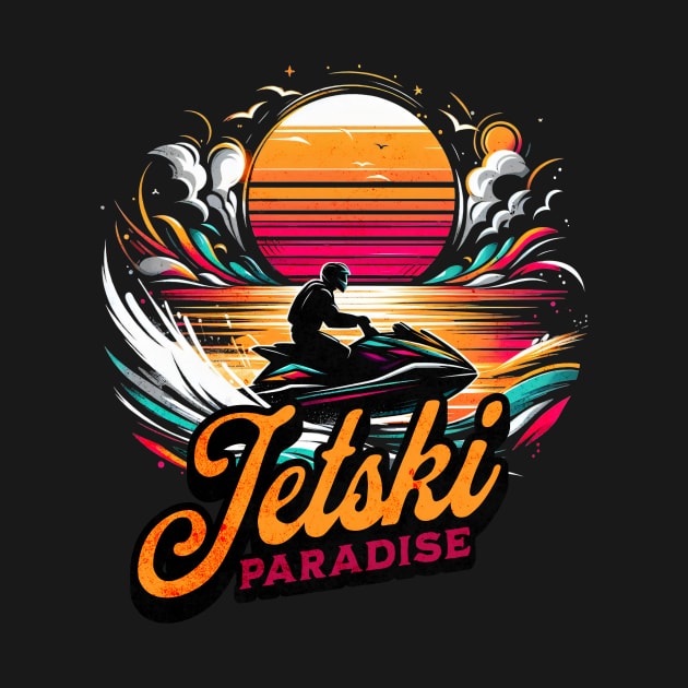 Vintage Jetski Paradise Design by Miami Neon Designs