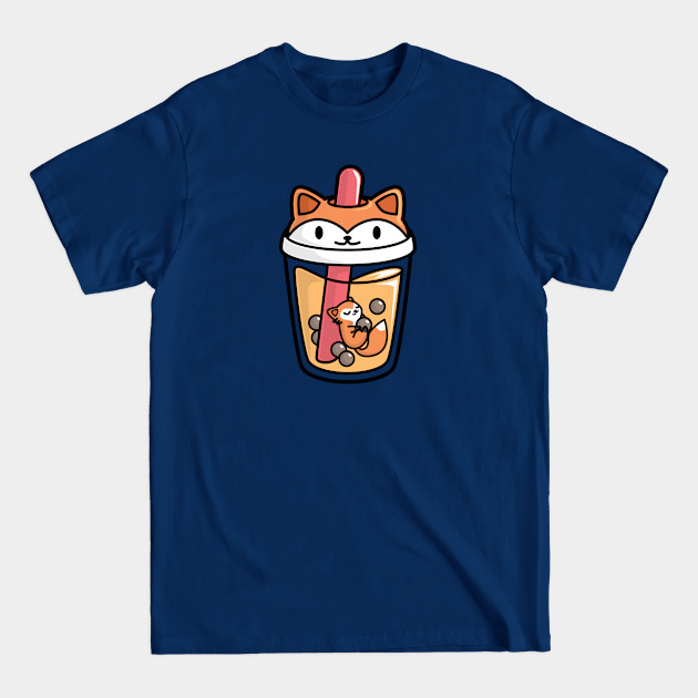 Bubble Tea with Cute Kawaii Fox Inside - Bubble Tea - T-Shirt