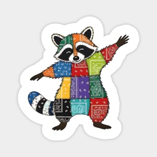 Cute Raccoon Bandana Patchwork design Magnet