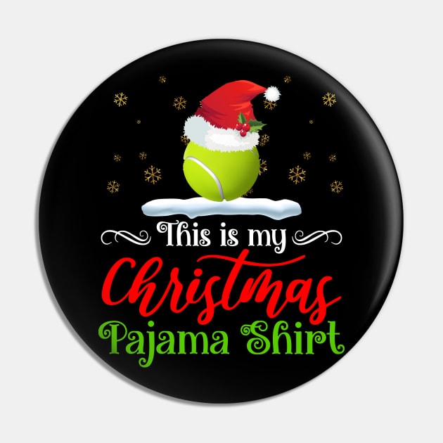 funny tennis Christmas t-shirt - this is my Christmas pajama tennis ball with Santa hat | Christmas gift tennis lover Pin by TeesCircle