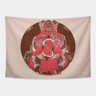 Pink Tan Circle of Ornament Tapestry