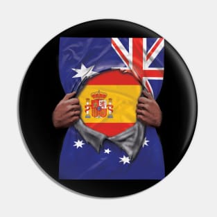 Spain Flag Australian Flag Ripped - Gift for Spanish From Spain Pin