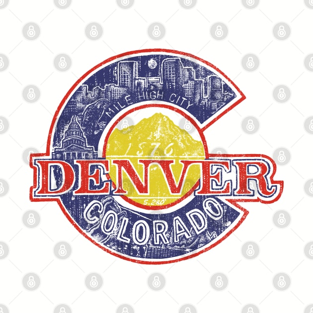 vintage denver colorado flag by inkzella