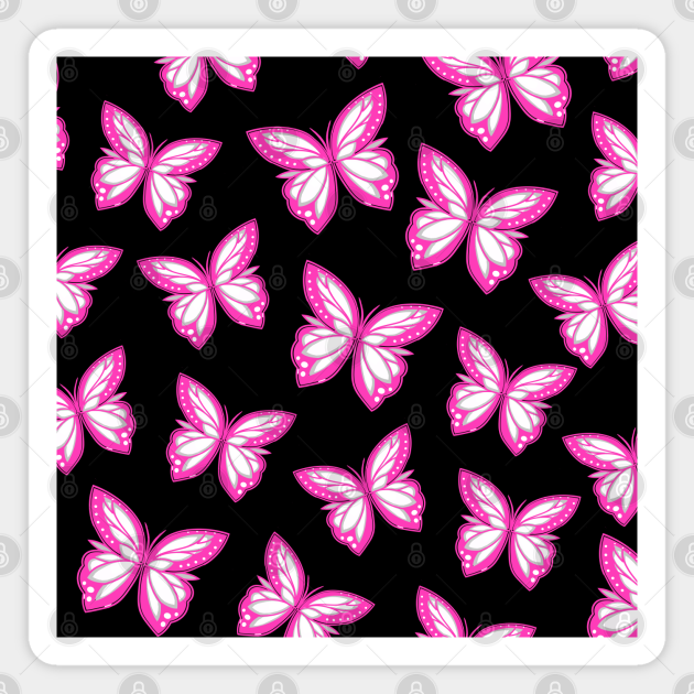 Pink Butterfly Pattern Black Background - Butterfly Design - Magnet | TeePublic Pink Butterfly Pattern Black Background - Butterfly Design - Magnet | TeePublic