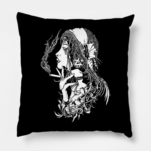 Nomadic by necessity | Visionary Art Pillow by Trippinink