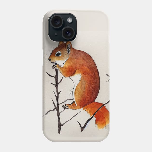 Siberian Red Squirrel in Winter Phone Case by fistikci