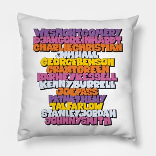 Jazz Legends in Type: The Jazz Guitarists Pillow