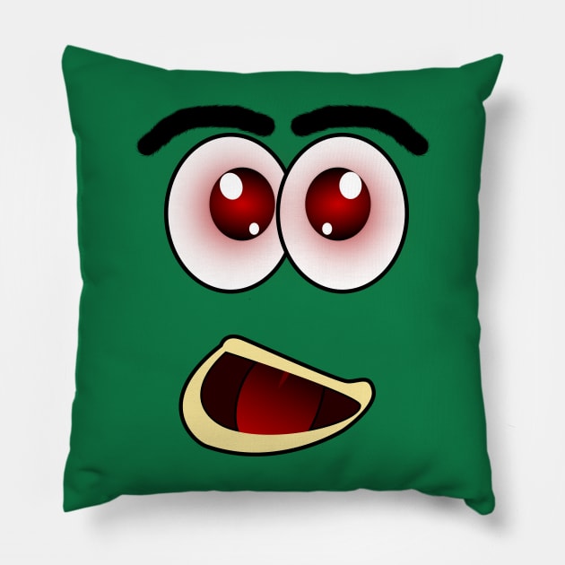 Scared Funny Face Cartoon Emoji Pillow by AllFunnyFaces